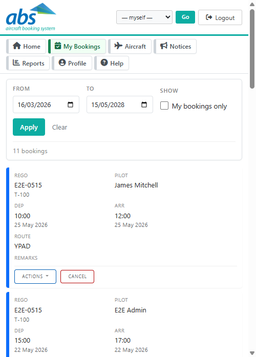 Aircraft Bookings - Features